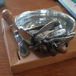 MUD PIE OLIVE METAL DIP CUP SET