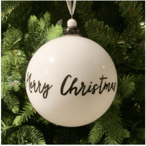 D STEVENS WHITE GLOBE ORNAMENT