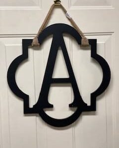 MONOGRAM INITIAL DOOR HANGER BLACK