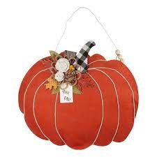 GLORY HAUS PUMPKIN DOOR BURLEE HANGING 24" X 22"
