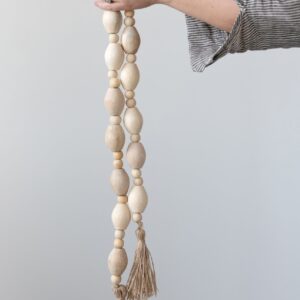 CREATIVE CO OP 60"X2" WOOD OVAL BEAD GARLAND