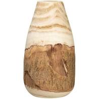CREATIVE CO OP PAULOWNIA WOOD VASE 12.5" H X 6" W