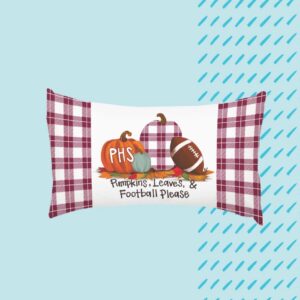 PHS PUMPKIN, LEAVE AND FOOTBALL PILLOW 14" X 24"