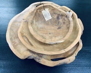 CREATIVE CO OP TEAK WOOD BOWLS (COLOR AND SHAPE WILL VARY)
