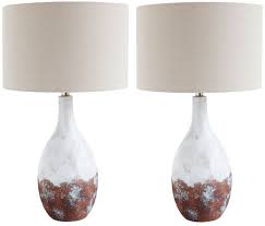 CREATIVE CO OP CERAMIC LAMP W/LINEN SHADE, 60 W 5"L X 8"W X 28"H EACH
