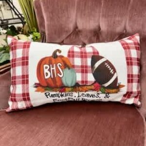 BHS PUMPKIN, LEAVE AND FOOTBALL PILLOW 14" X 24"