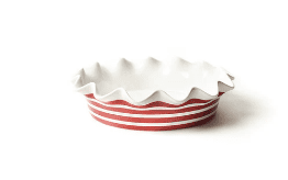 COTON COLORS RED STRIPE & RUFFLE PIE DISH