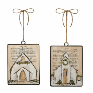 RAZ 6" MUSIC SHEET CHURCH RECTANGLE ORNAMENT