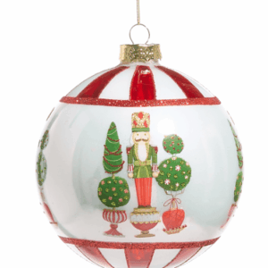 RAZ 5" MERRY TOPIARY AND NUTCRACKER BALL ORNAMENT
