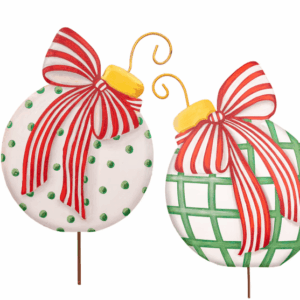 THE ROUND TOP COLLECTION MODERN RED, WHITE, & GREEN ORNAMENTS (SET OF 2)