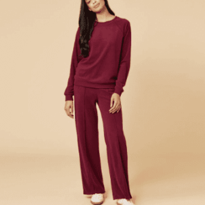 VINTAGE VELVET RAGLAN CREW NECK WITH PINTUK PANT