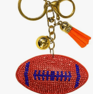 ORANGE/BLUE PUFF FOOTBALL KEYCHAIN