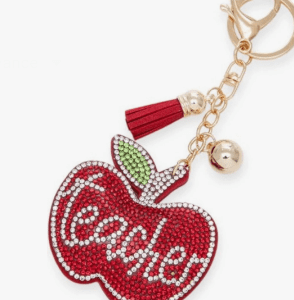 RED HEART TEACHER PUFF KEYCHAIN