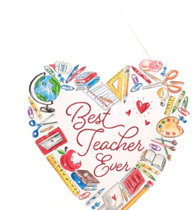 THE ROUND TOP COLLECTION TEACHERS HEART PVC DOOR HANGER