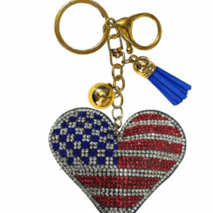 RED WHITE & BLUE HEART KEYCHAIN