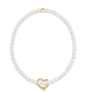 CLASSIC PEARL 3mm BRACELET - LOVE GOLD CHARM