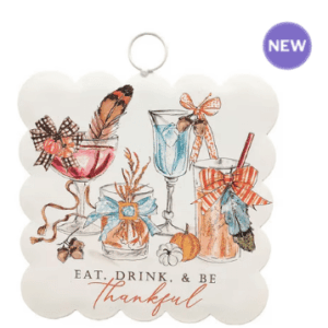 THE ROUND TOP COLLECTION MINI SCALLOP ART FESTIVE "EAT, DRINK"